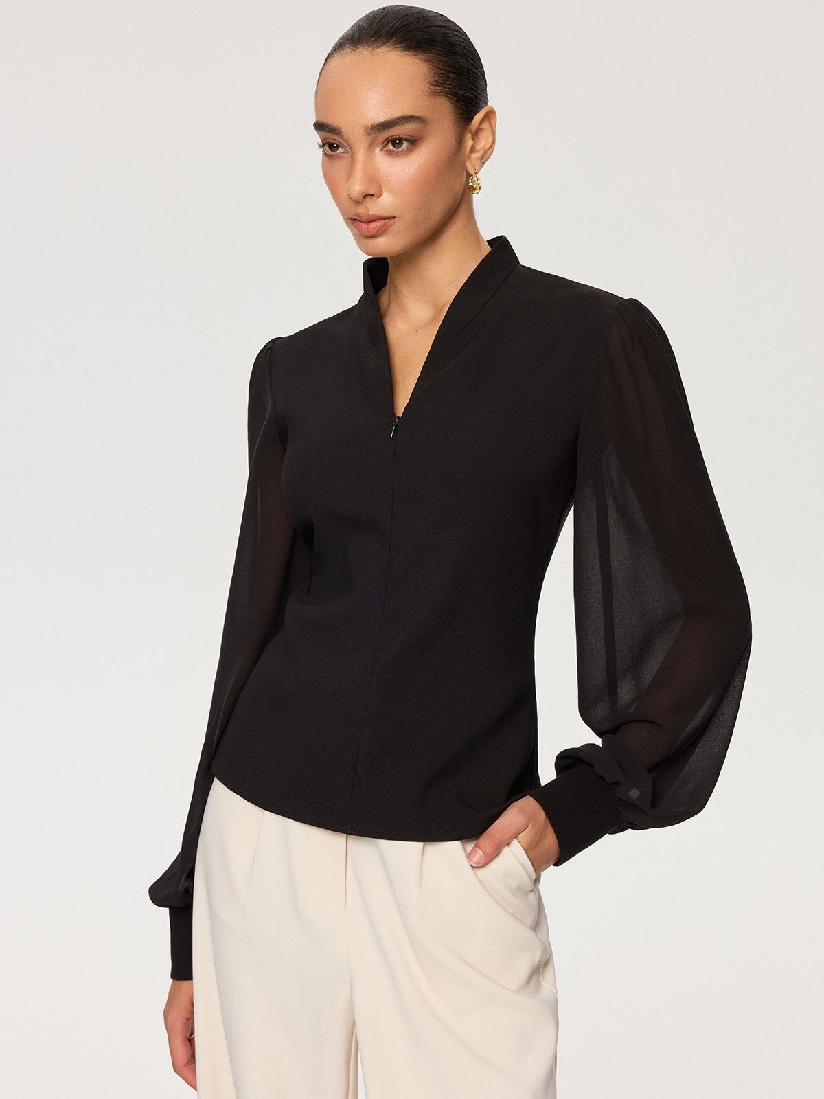 HiverCo™ | Blouse à manches en mousseline