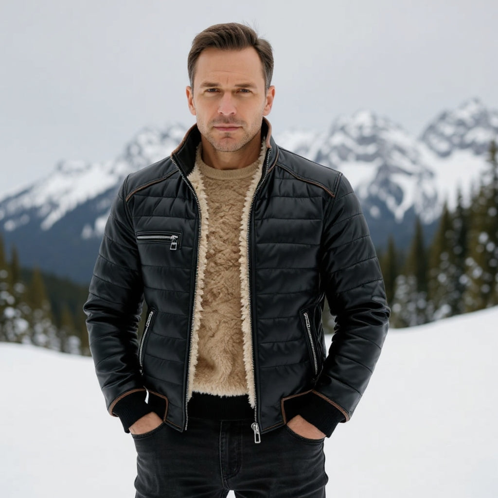 HiverCo™ | Veste matelassée noire a doublure sherpa