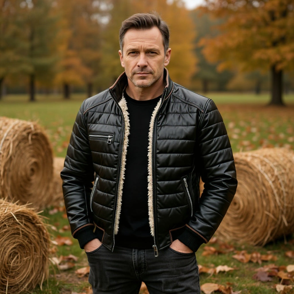 HiverCo™ | Veste matelassée noire a doublure sherpa